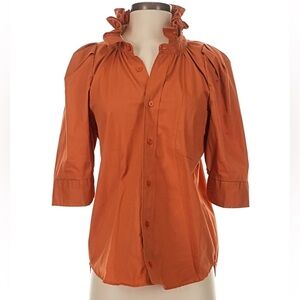 KMJ Button Down Shirt Southern Lover Burnt Orange Women’s Small Cotton USA